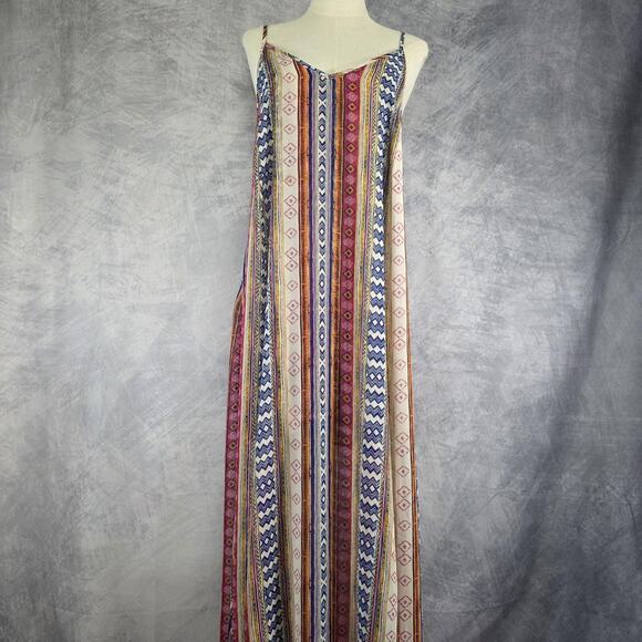 Misa Los Angeles Dress Womens Medium Multicolor Boho Maxi Spaghetti Strap - Picture 1 of 16